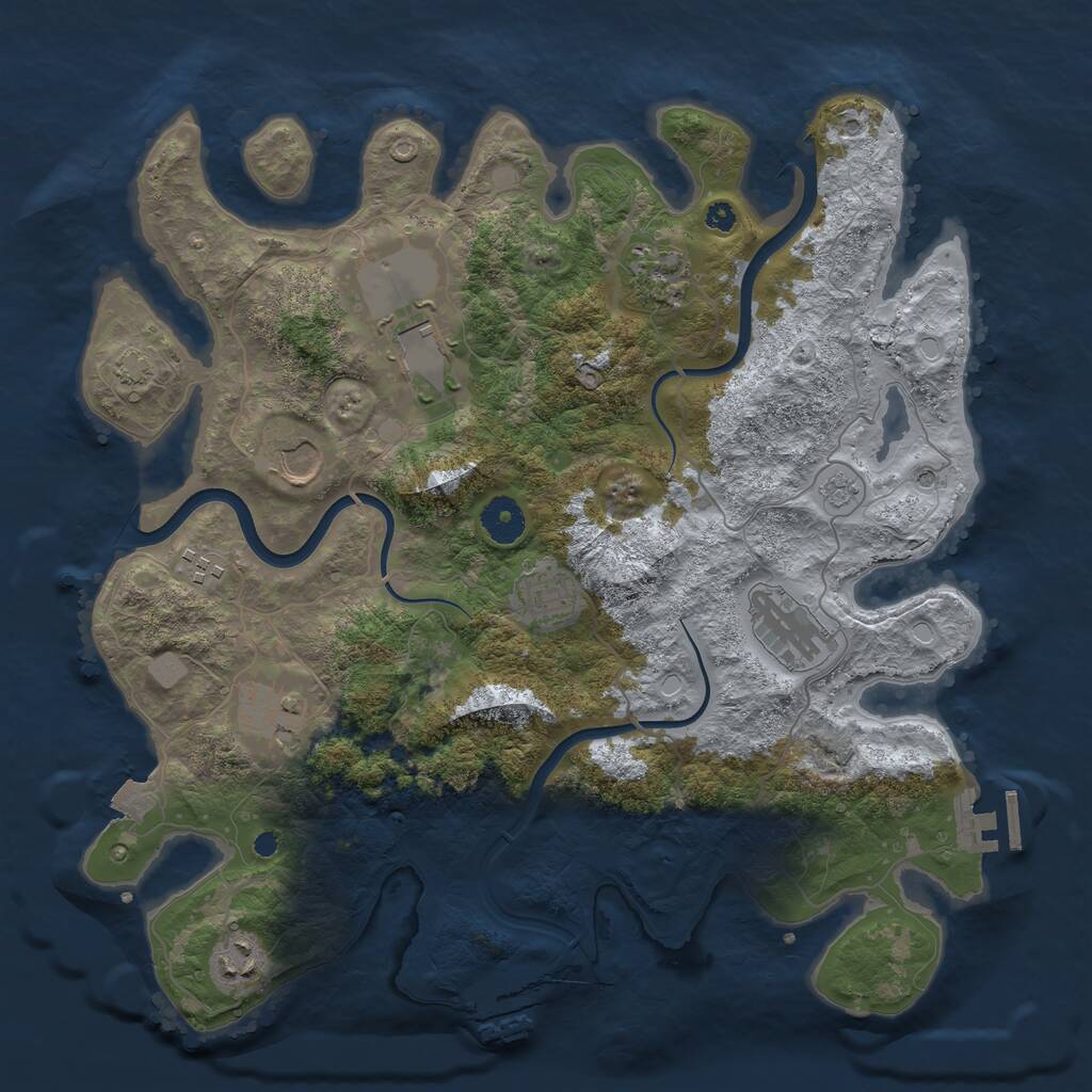 Rust Map: Procedural Map, Size: 3700, Seed: 643471666, 14 Monuments