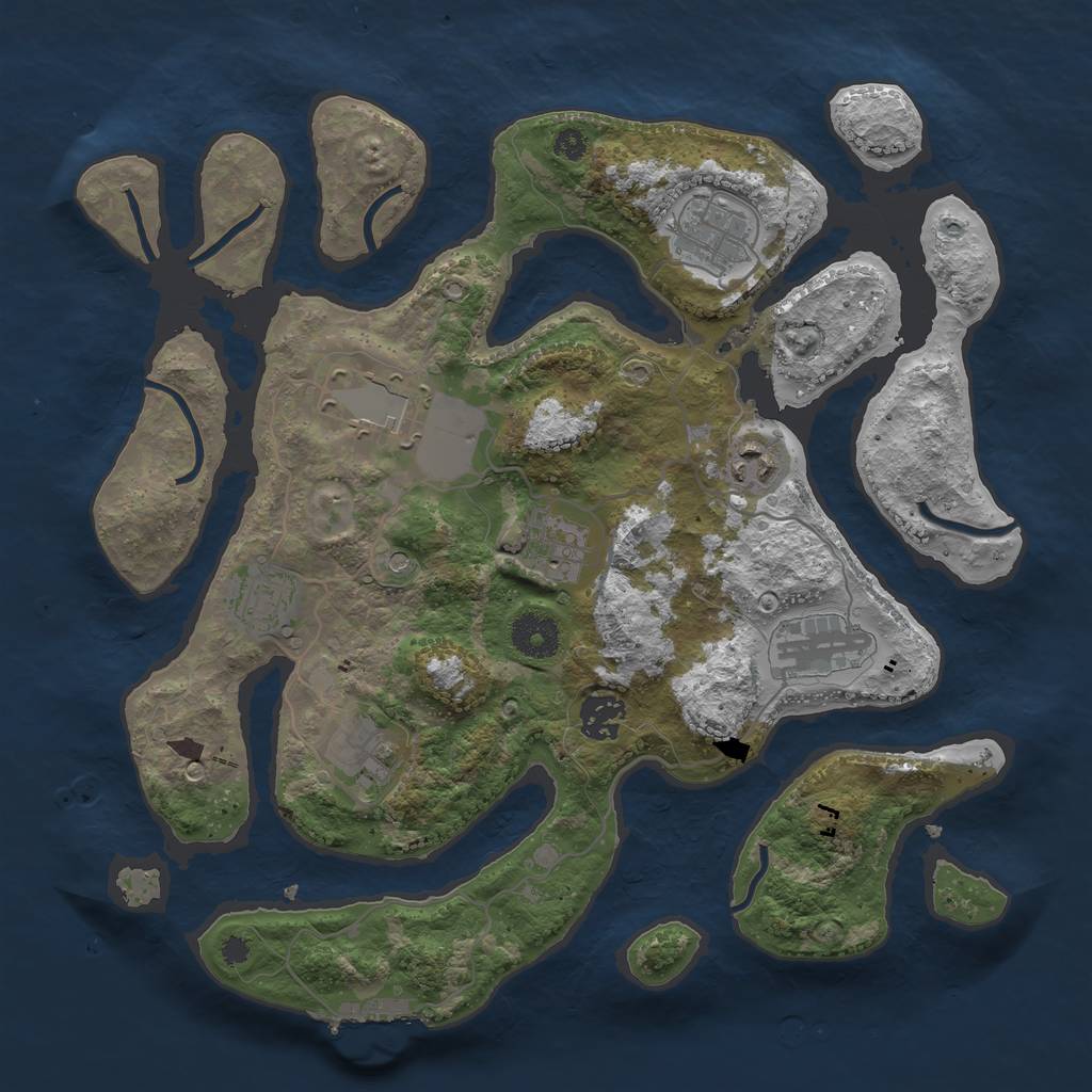 Rust Map: Procedural Map, Size: 3500, Seed: 1399599805, 12 Monuments