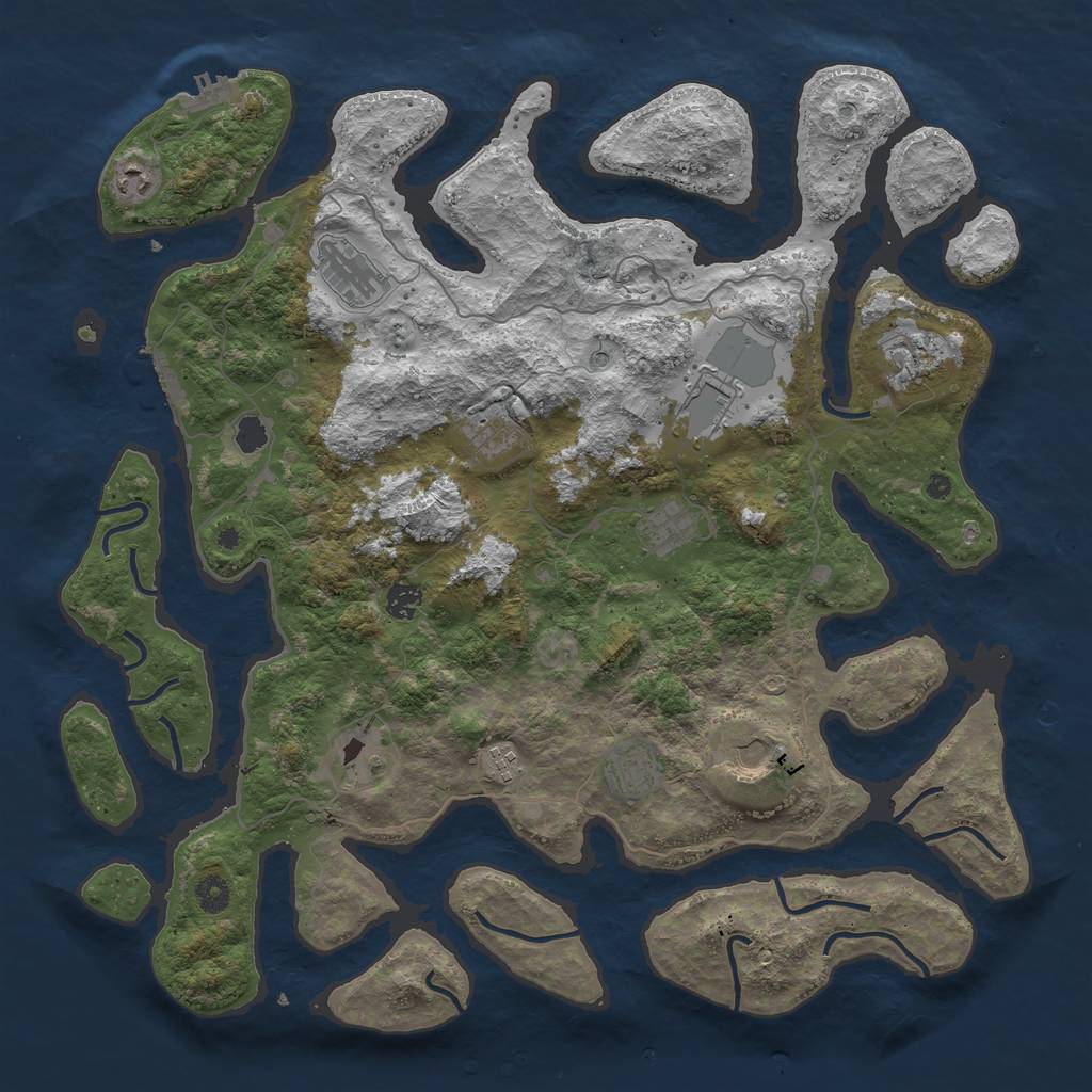 Rust Map: Procedural Map, Size: 4500, Seed: 1817026409, 16 Monuments