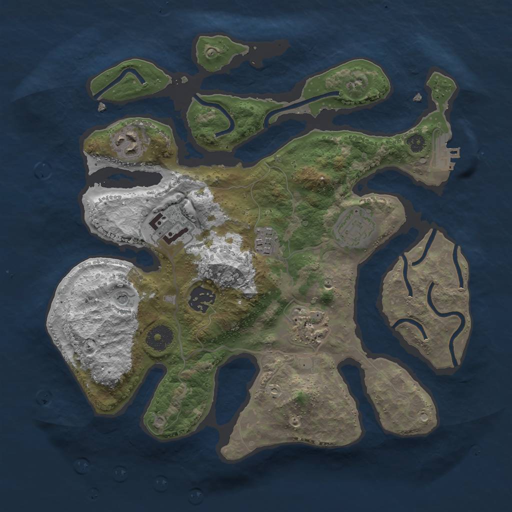 Rust Map: Procedural Map, Size: 3000, Seed: 542278994, 10 Monuments