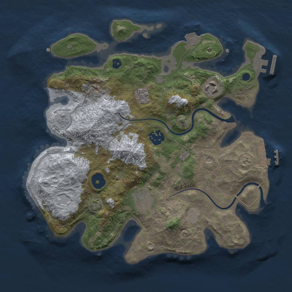 Rust Map: Procedural Map, Size: 3000, Seed: 542278994, 10 Monuments