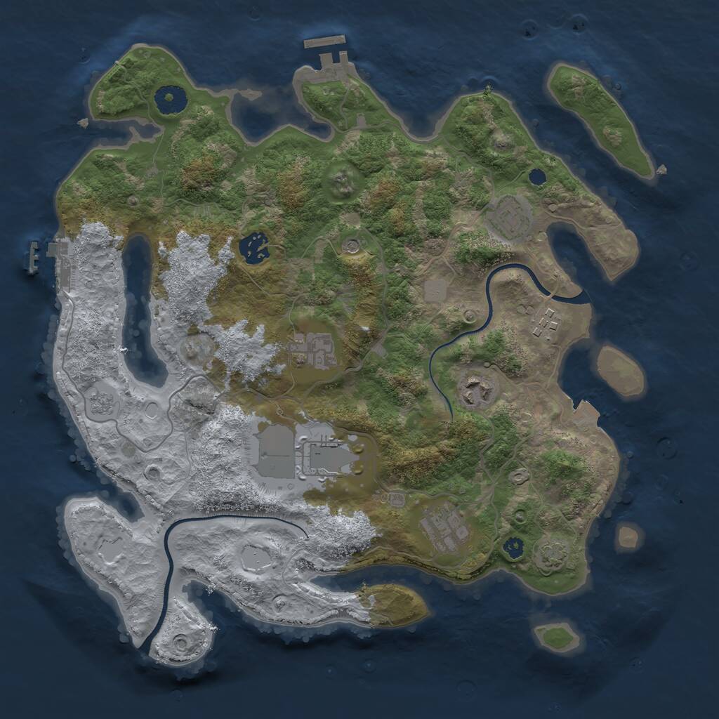 Rust Map: Procedural Map, Size: 3500, Seed: 242633537, 13 Monuments