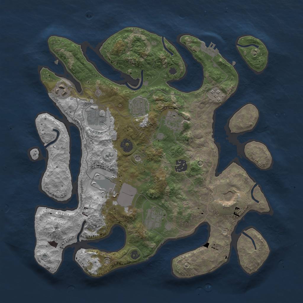 Rust Map: Procedural Map, Size: 3500, Seed: 27645, 13 Monuments