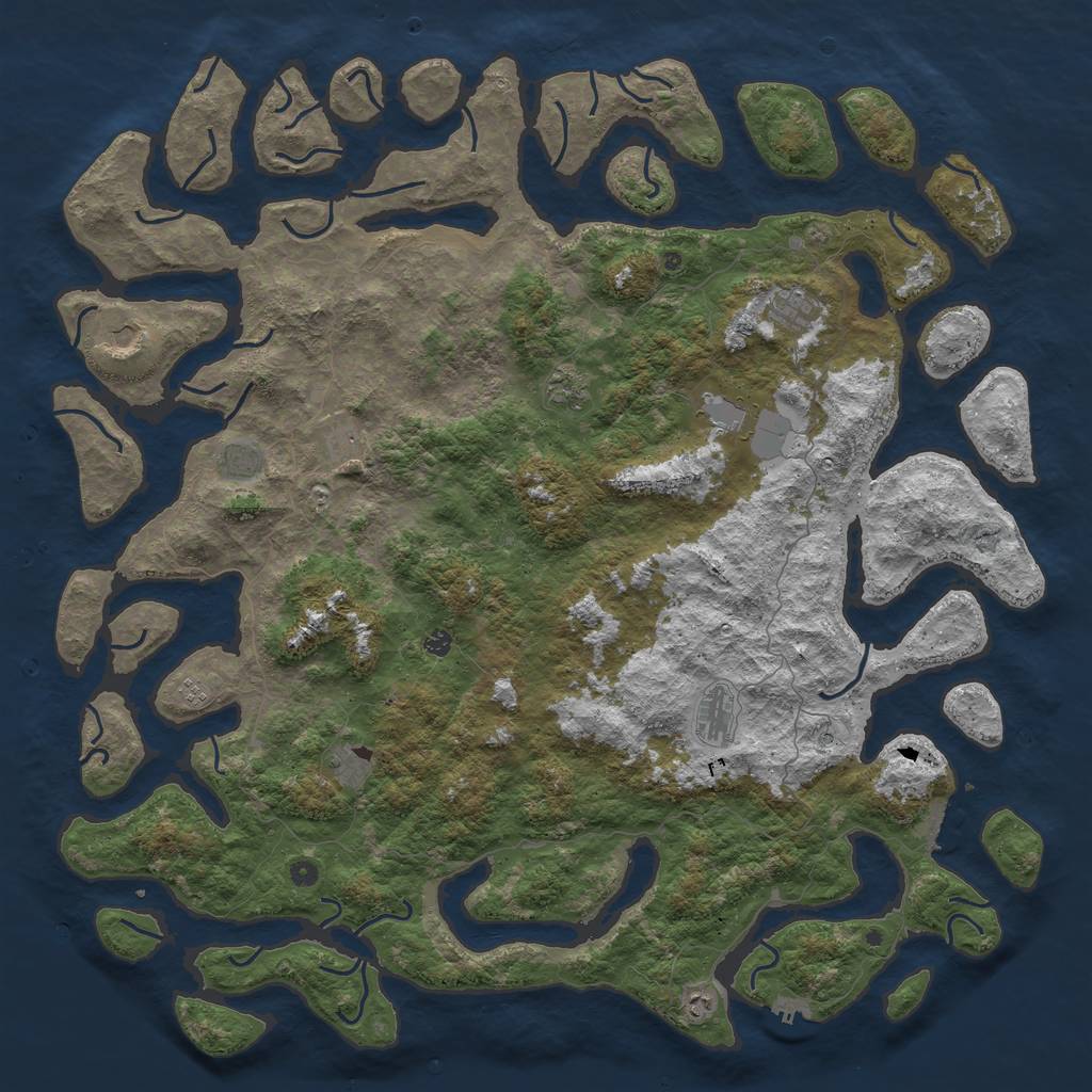 Rust Map: Procedural Map, Size: 6000, Seed: 503213, 16 Monuments