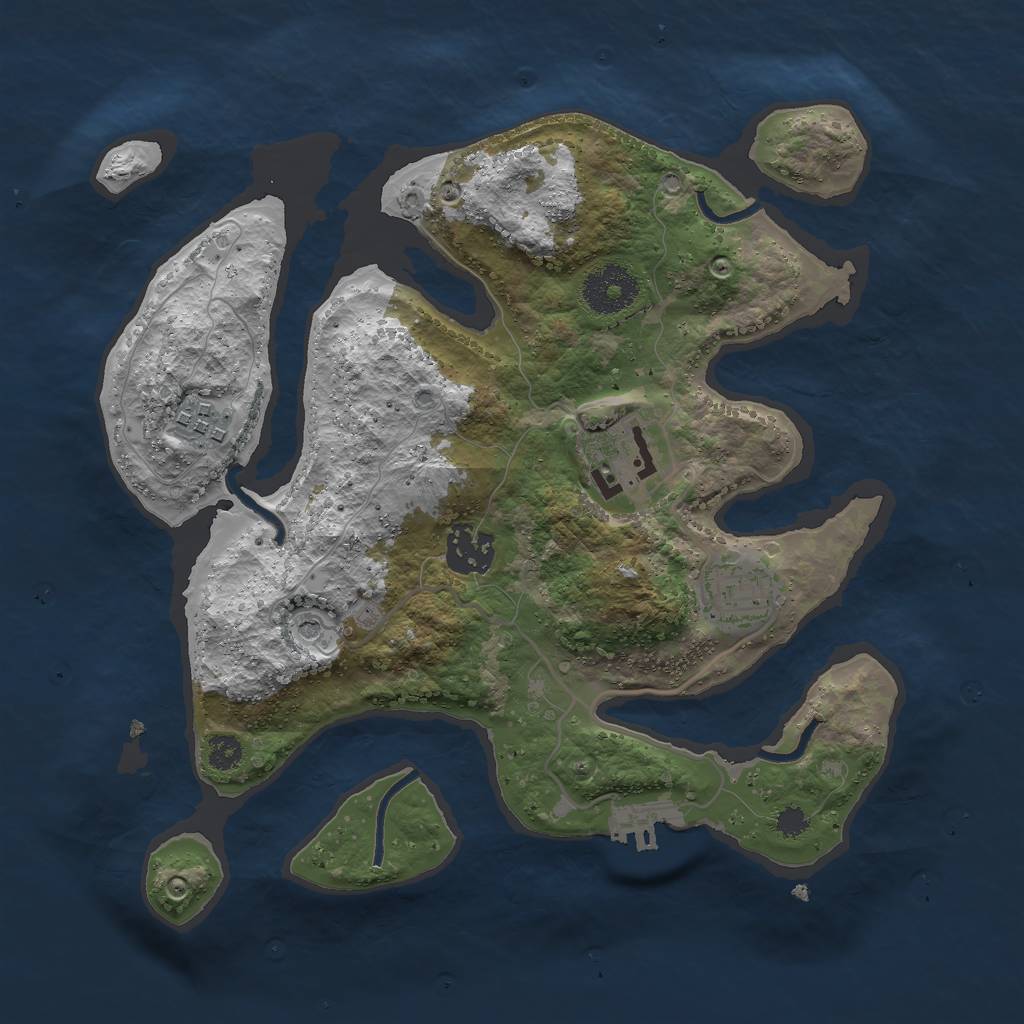 Rust Map: Procedural Map, Size: 3000, Seed: 521691468, 8 Monuments
