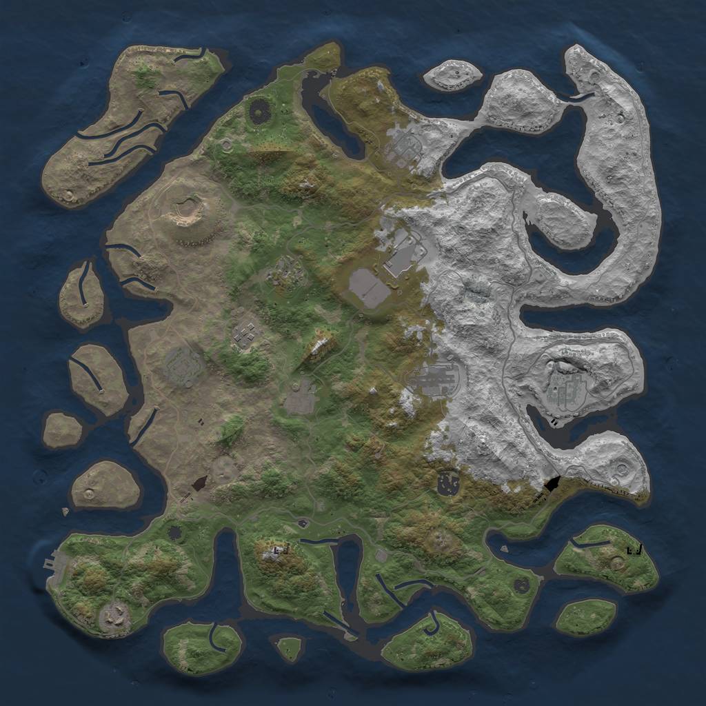Rust Map: Procedural Map, Size: 4500, Seed: 282303851, 15 Monuments