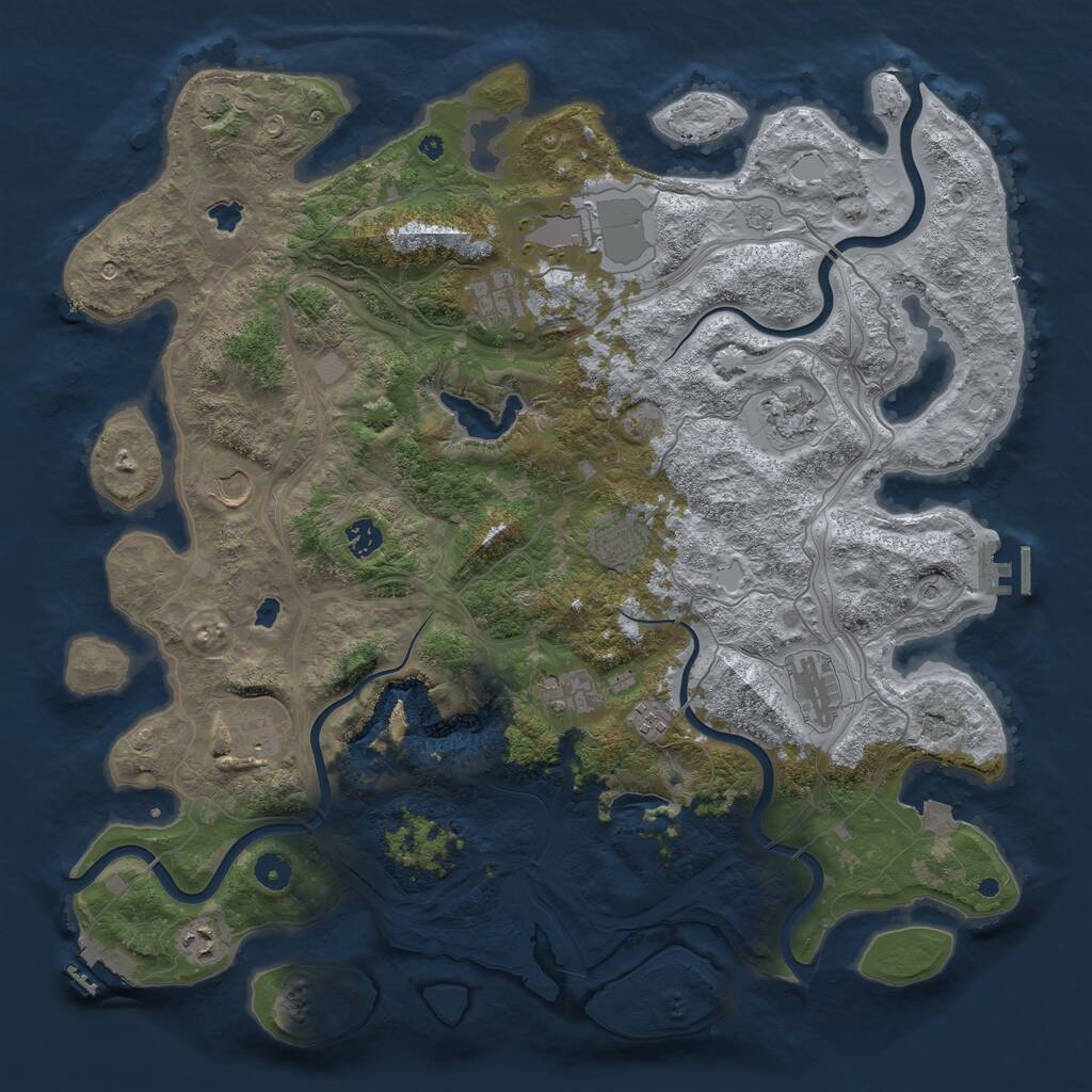 Rust Map: Procedural Map, Size: 4500, Seed: 282303851, 17 Monuments