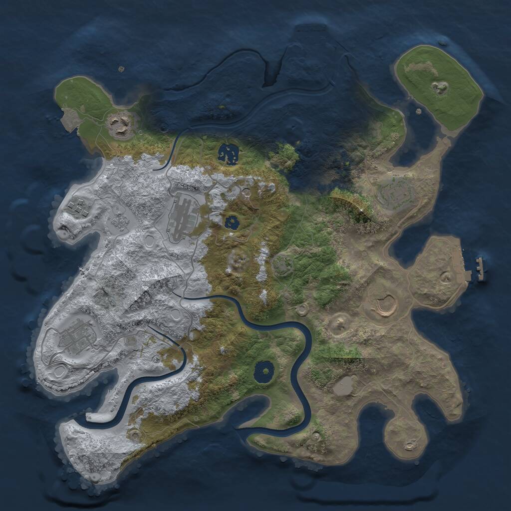 Rust Map: Procedural Map, Size: 3500, Seed: 727491, 13 Monuments