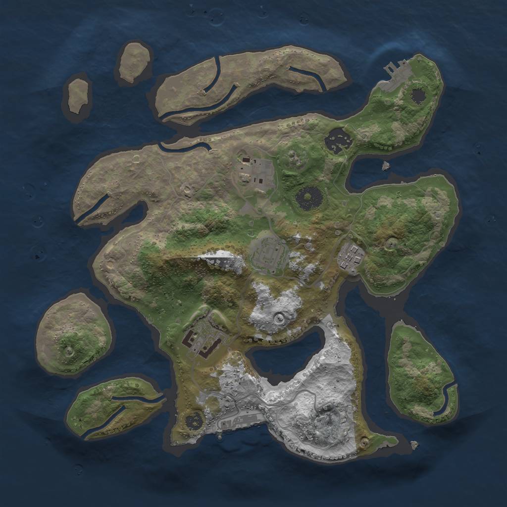 Rust Map: Procedural Map, Size: 3000, Seed: 1779234249, 9 Monuments