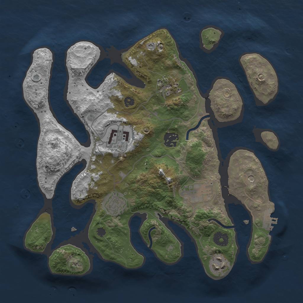 Rust Map: Procedural Map, Size: 3000, Seed: 20307133, 10 Monuments