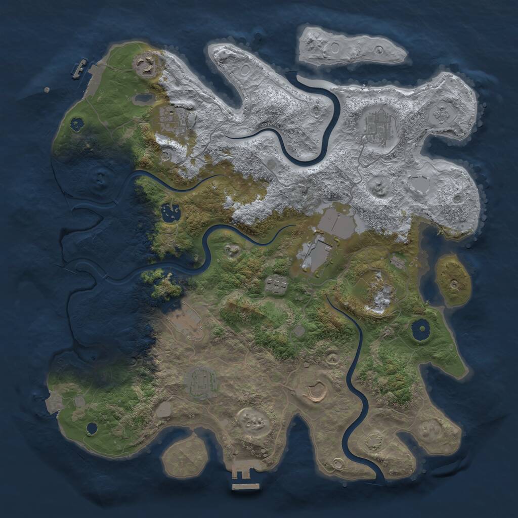 Rust Map: Procedural Map, Size: 3850, Seed: 421691822, 16 Monuments