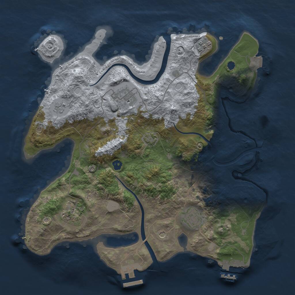 Rust Map: Procedural Map, Size: 3000, Seed: 1492332341, 10 Monuments