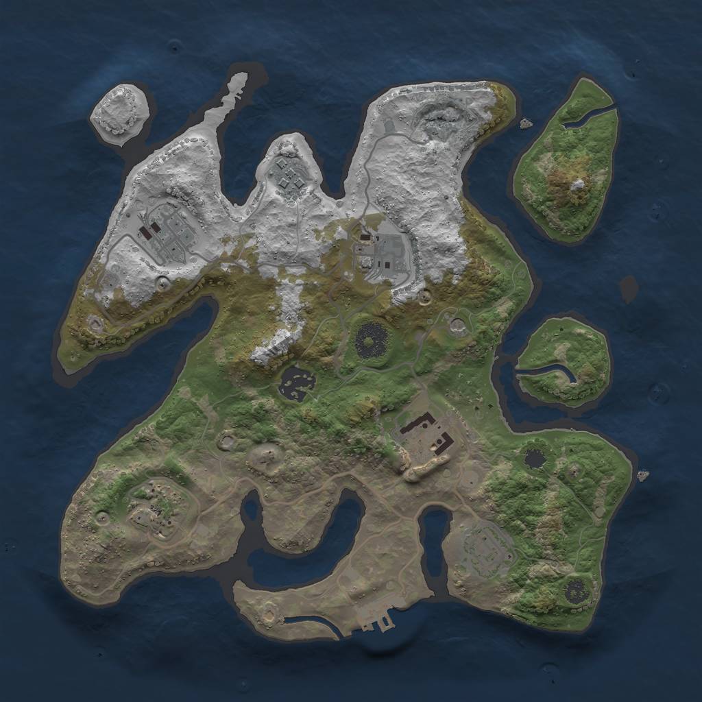 Rust Map: Procedural Map, Size: 3000, Seed: 1492332341, 11 Monuments