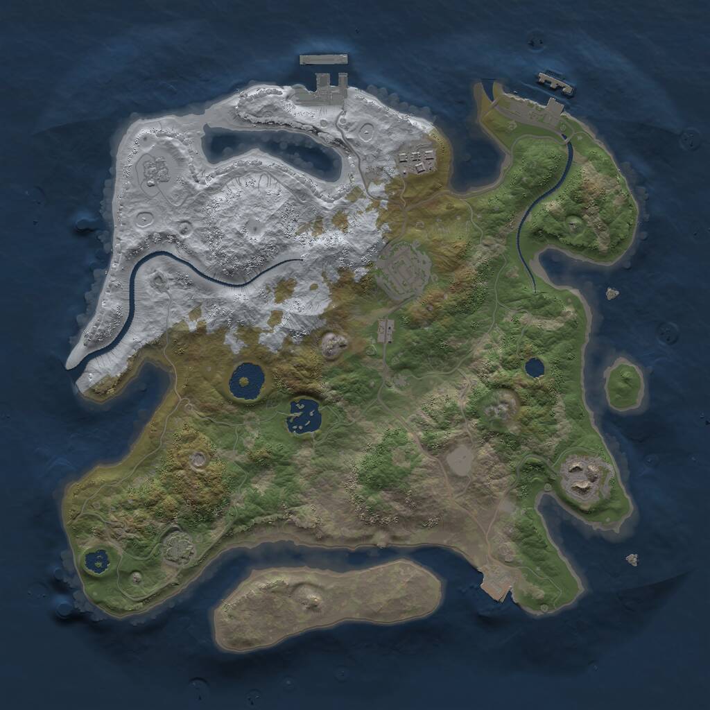 Rust Map: Procedural Map, Size: 3000, Seed: 23446, 9 Monuments
