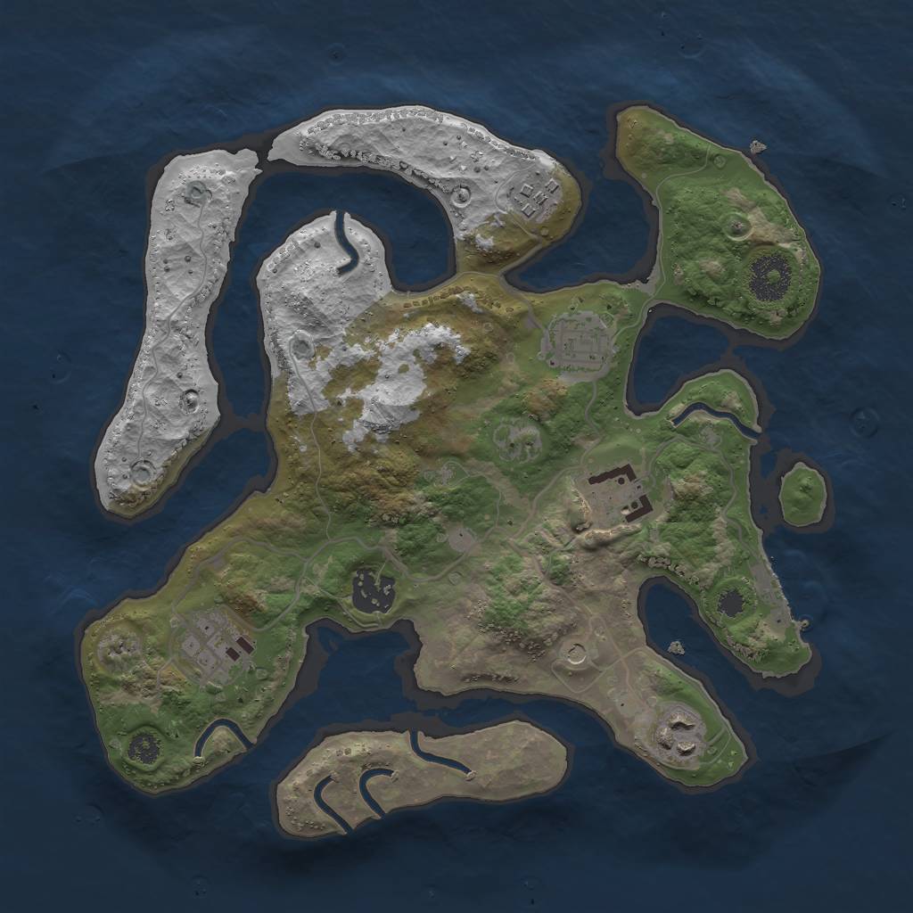 Rust Map: Procedural Map, Size: 3000, Seed: 23446, 10 Monuments