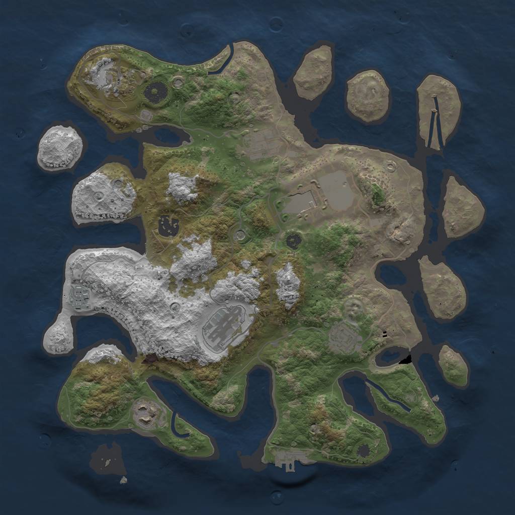 Rust Map: Procedural Map, Size: 3500, Seed: 9312391, 12 Monuments