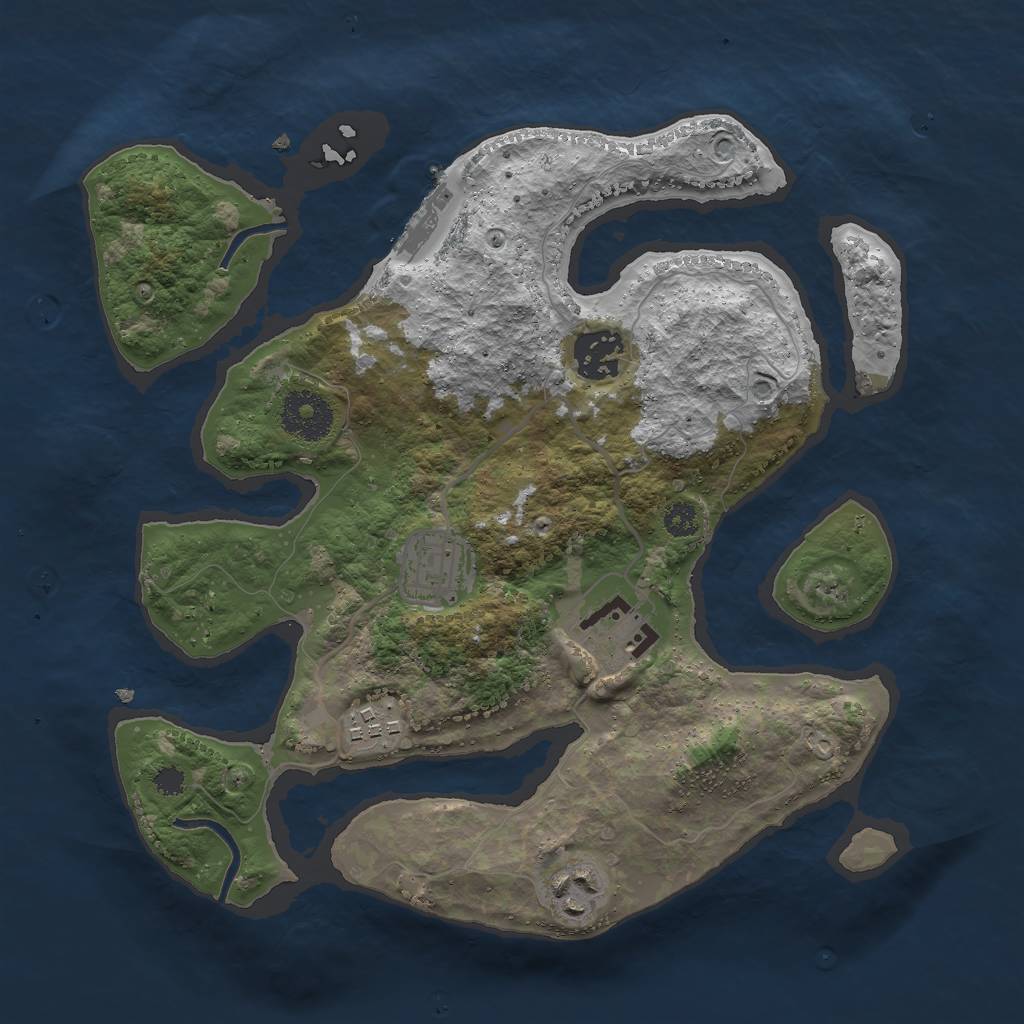 Rust Map: Procedural Map, Size: 3000, Seed: 1711330396, 8 Monuments