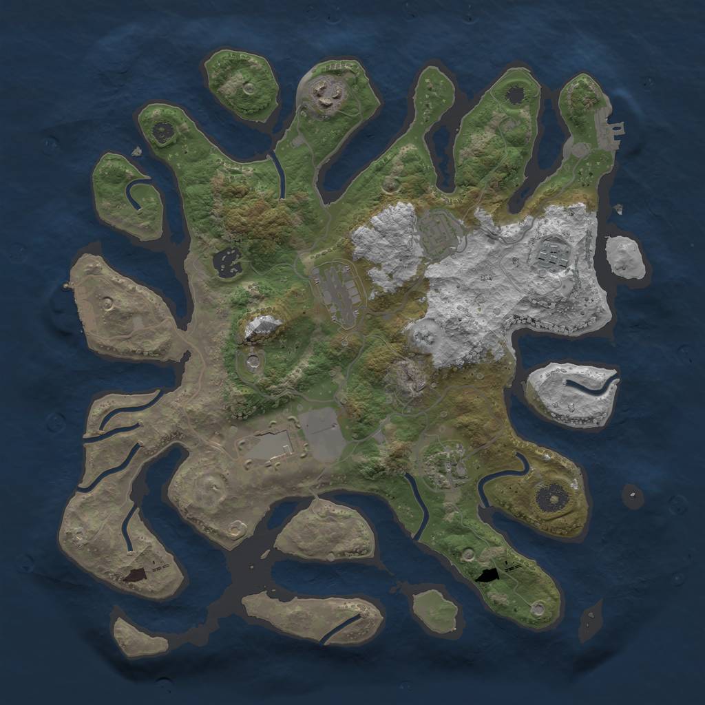 Rust Map: Procedural Map, Size: 3500, Seed: 1355703, 12 Monuments