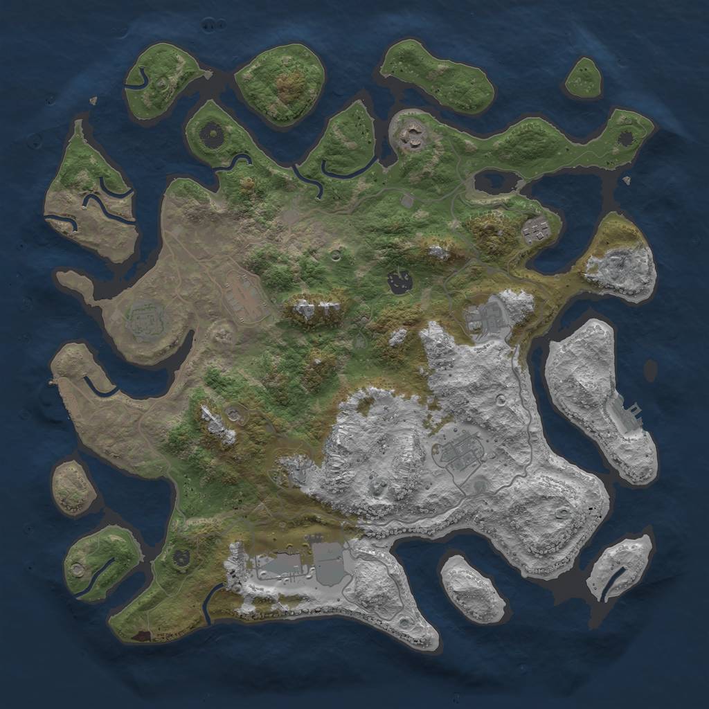 Rust Map: Procedural Map, Size: 4250, Seed: 2104764992, 14 Monuments