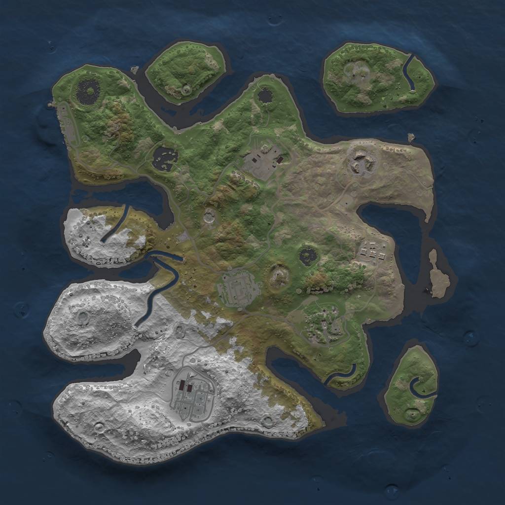 Rust Map: Procedural Map, Size: 3000, Seed: 363456070, 11 Monuments