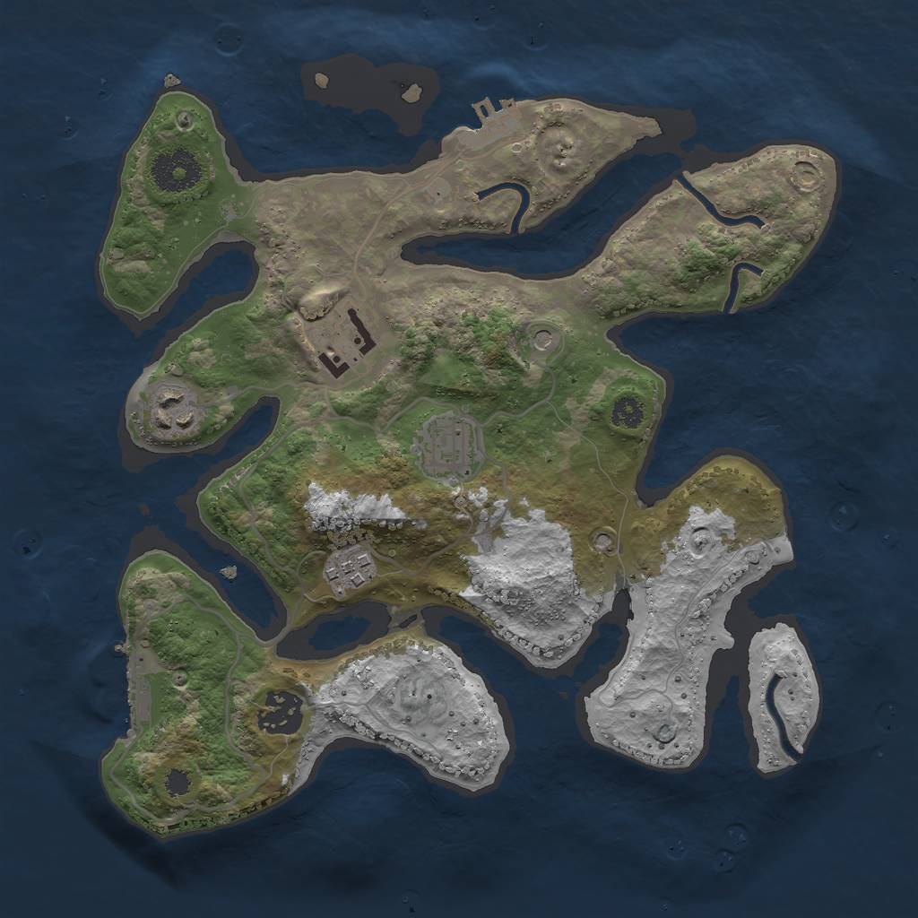 Rust Map: Procedural Map, Size: 3000, Seed: 45456, 10 Monuments