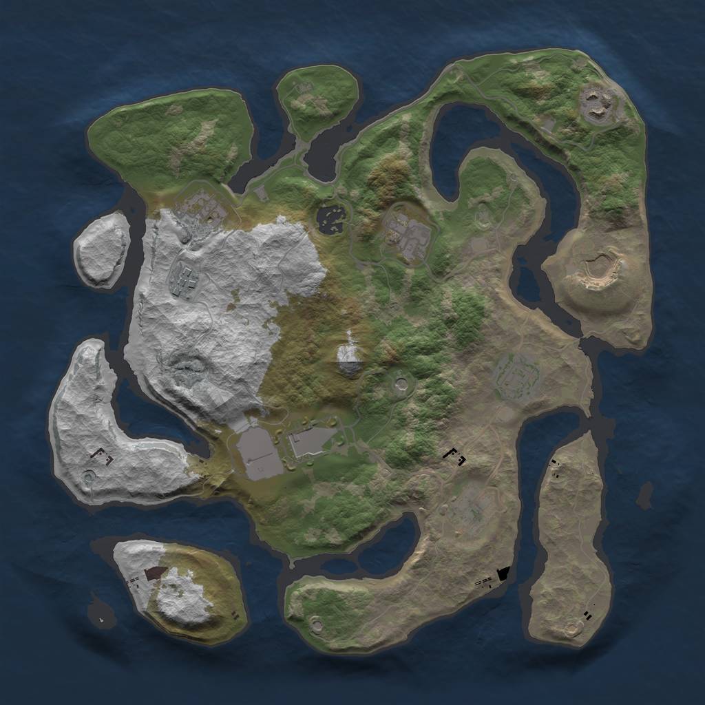 Rust Map: Barren, Size: 3500, Seed: 99982, 12 Monuments