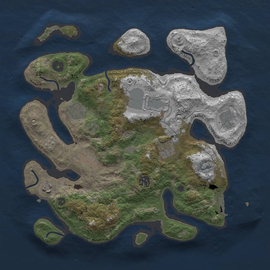 Rust Map: Procedural Map, Size: 3500, Seed: 2792675, 12 Monuments