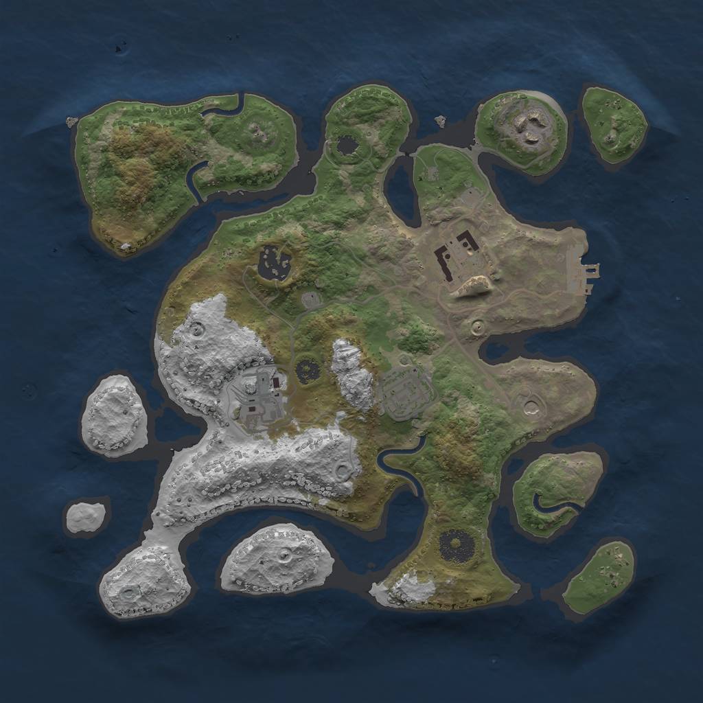 Rust Map: Procedural Map, Size: 3000, Seed: 69690128, 9 Monuments