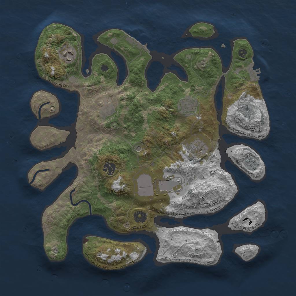 Rust Map: Procedural Map, Size: 3505, Seed: 2130598635, 12 Monuments