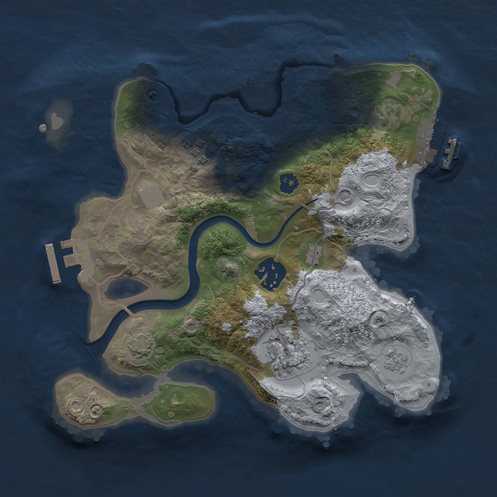 Rust Map: Procedural Map, Size: 2500, Seed: 2133631479, 9 Monuments