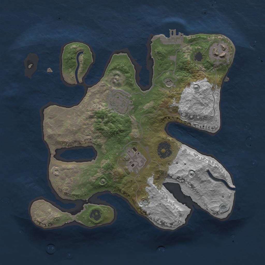 Rust Map: Procedural Map, Size: 2500, Seed: 2133631479, 7 Monuments