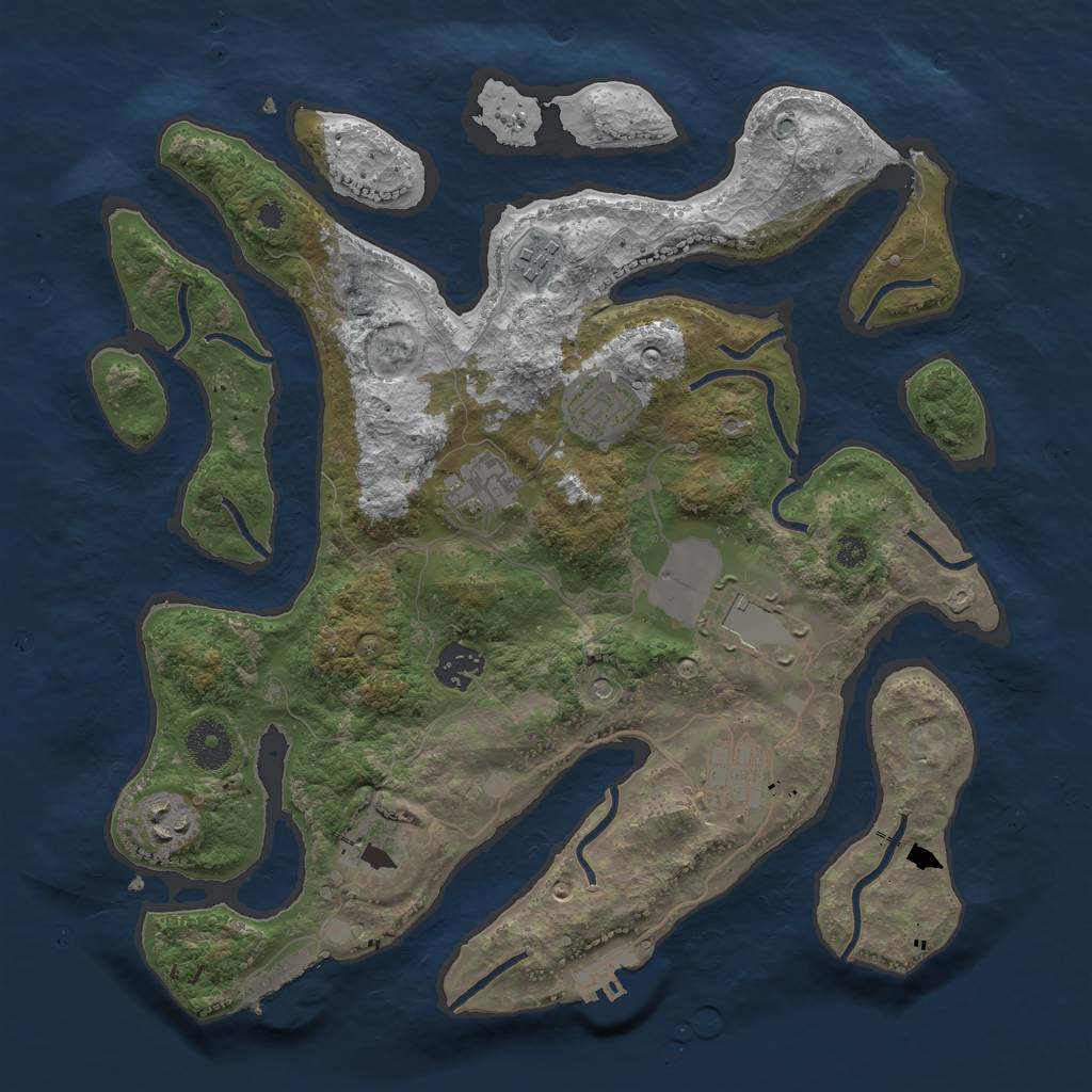 Rust Map: Procedural Map, Size: 3500, Seed: 54654, 13 Monuments