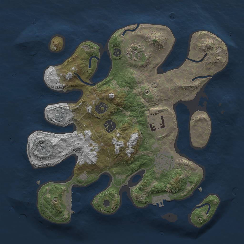 Rust Map: Procedural Map, Size: 3000, Seed: 2018476867, 9 Monuments