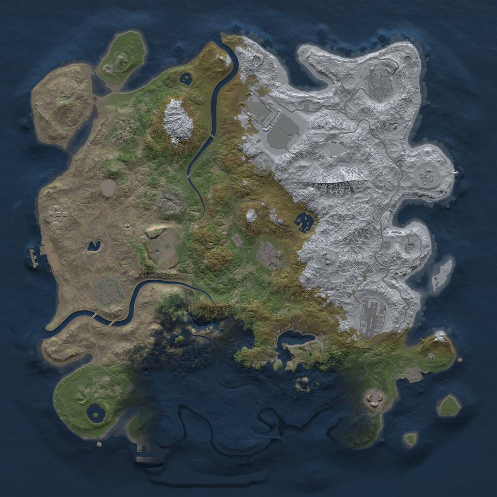 Rust Map: Procedural Map, Size: 4000, Seed: 19187, 16 Monuments