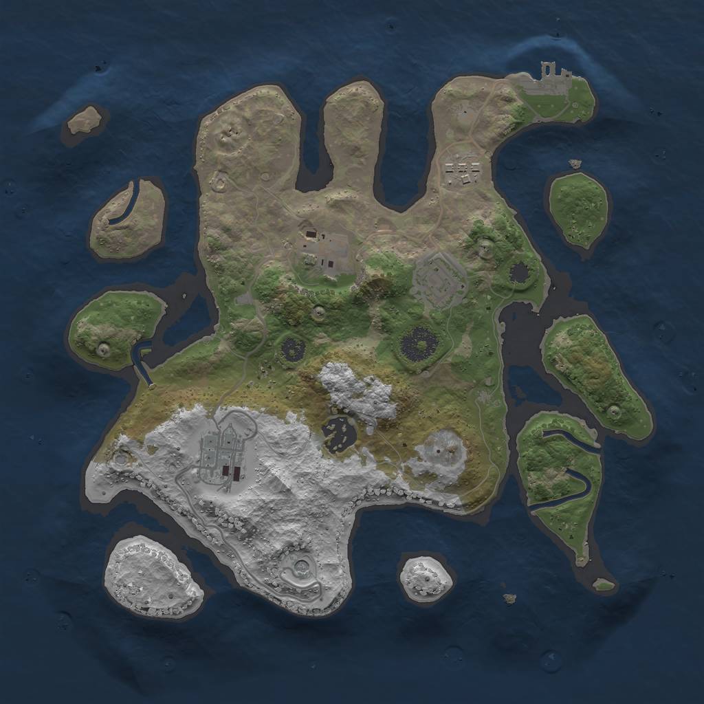 Rust Map: Procedural Map, Size: 3000, Seed: 851551344, 9 Monuments