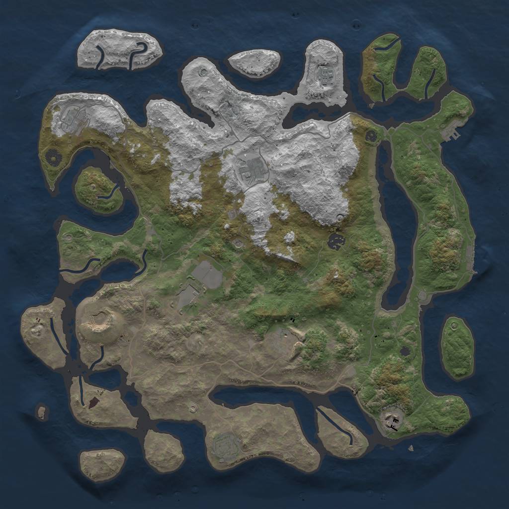 Rust Map: Procedural Map, Size: 4500, Seed: 7029753, 14 Monuments