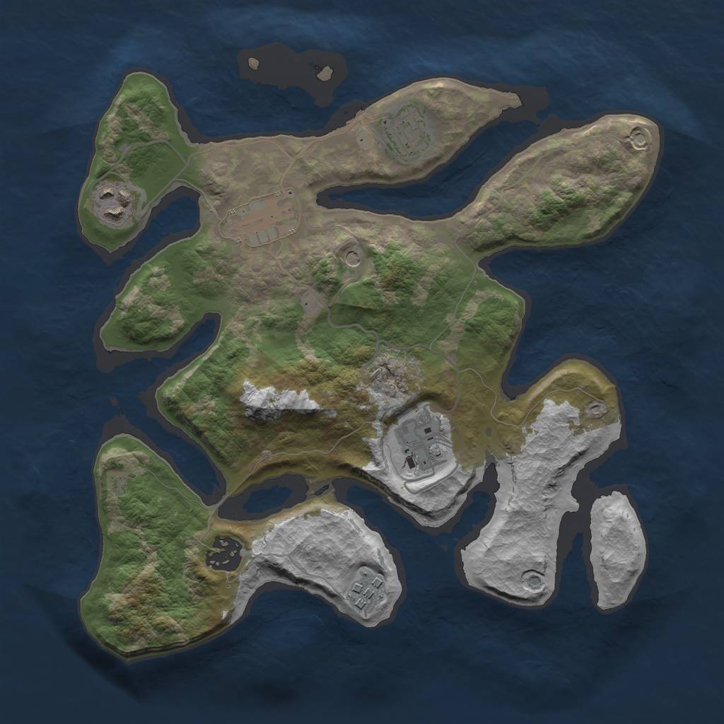 Rust Map: Barren, Size: 3000, Seed: 45456, 9 Monuments