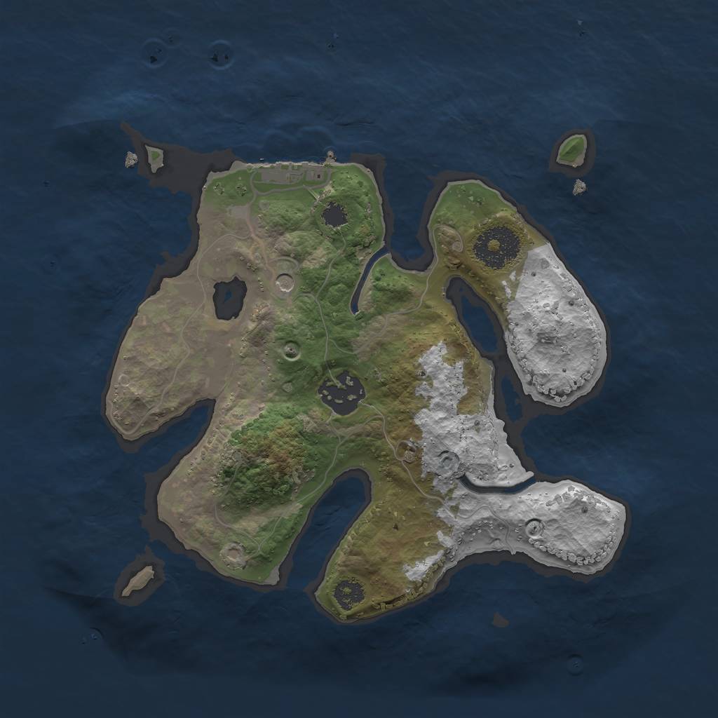 Rust Map: Procedural Map, Size: 2500, Seed: 546749, 5 Monuments