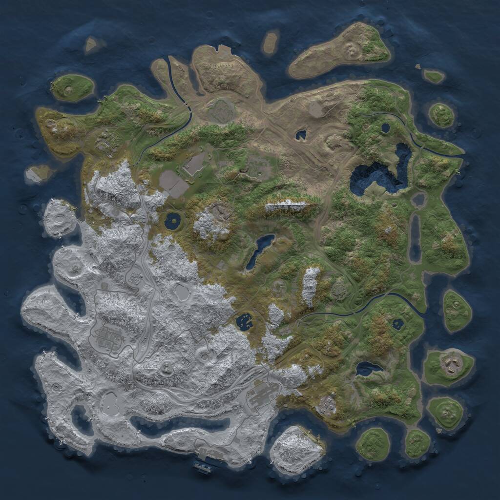 Rust Map: Procedural Map, Size: 4500, Seed: 1303884650, 14 Monuments