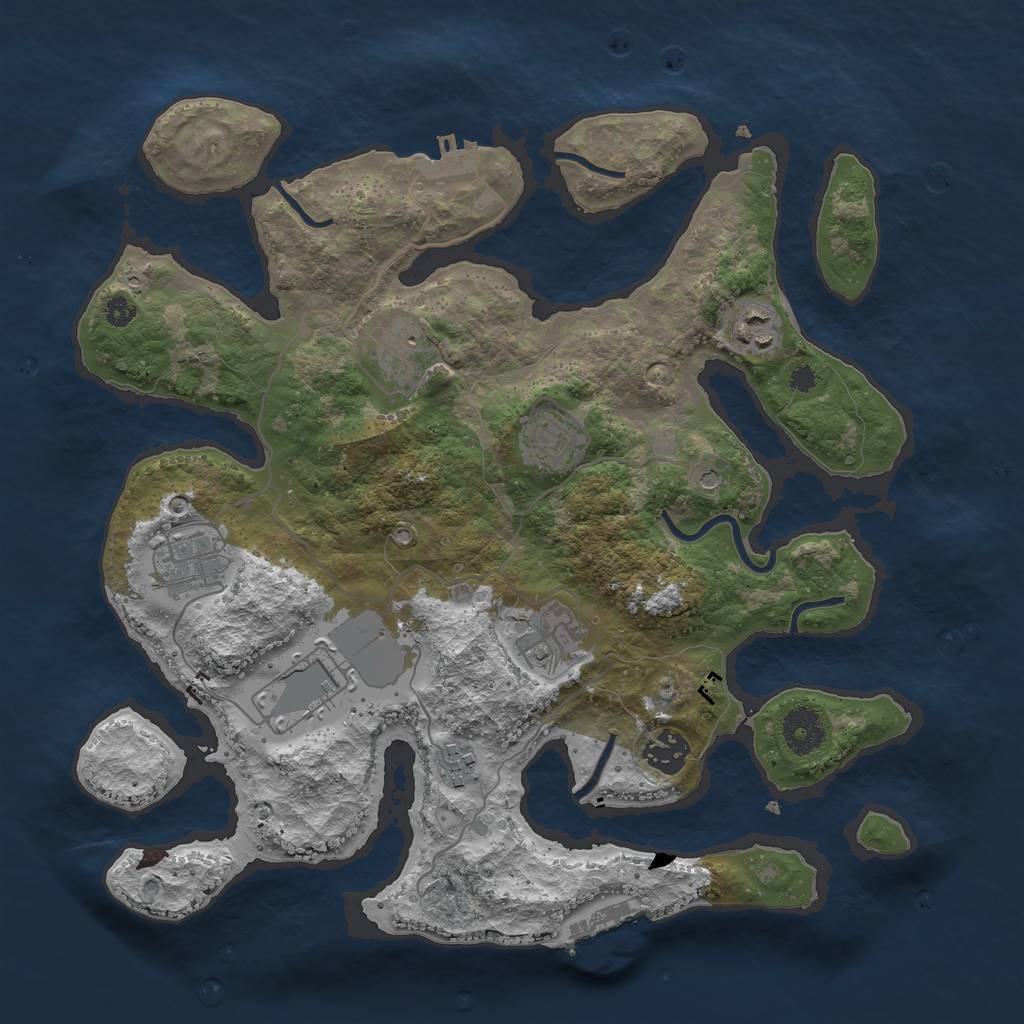 Rust Map: Procedural Map, Size: 3500, Seed: 776953, 13 Monuments