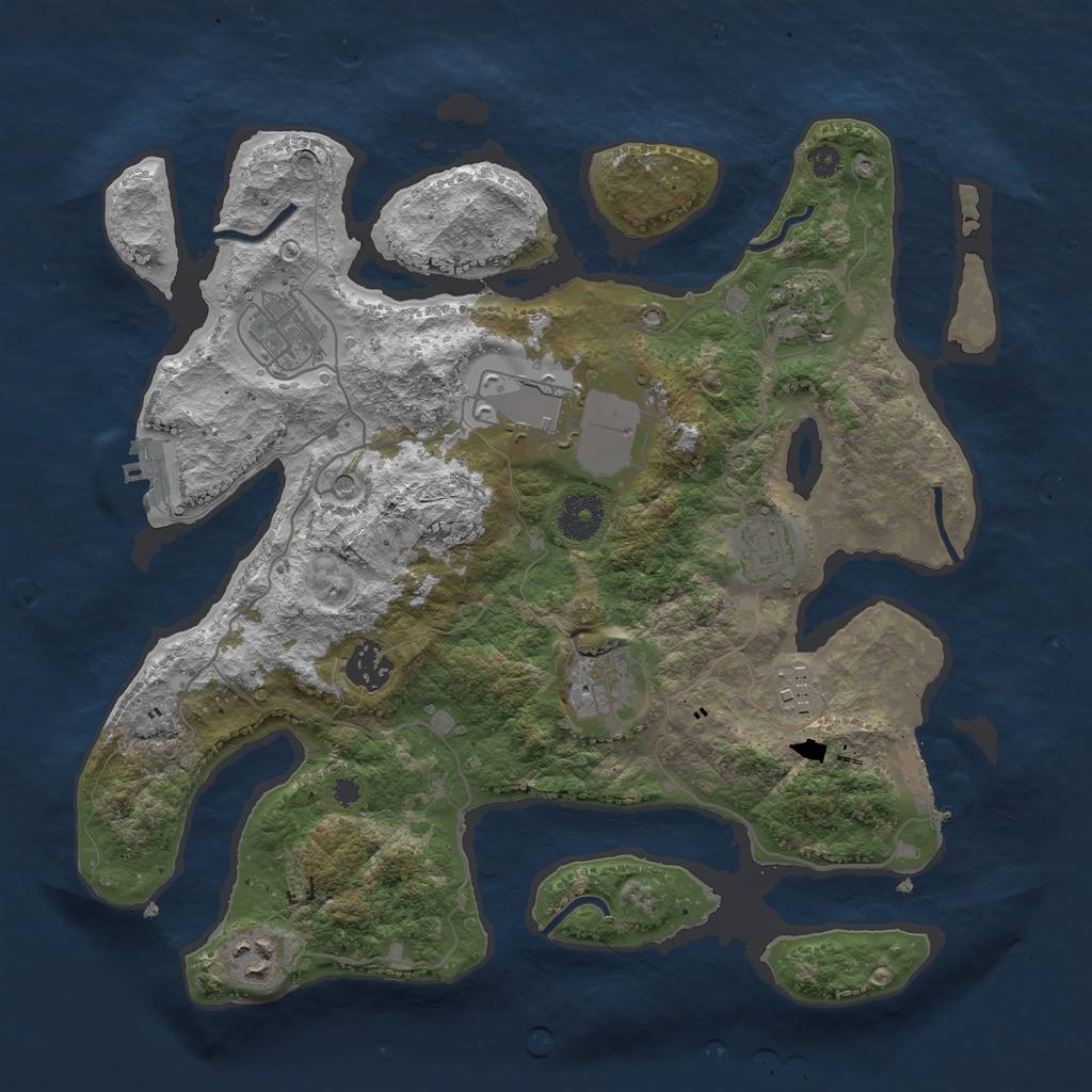 Rust Map: Procedural Map, Size: 3500, Seed: 17821, 13 Monuments