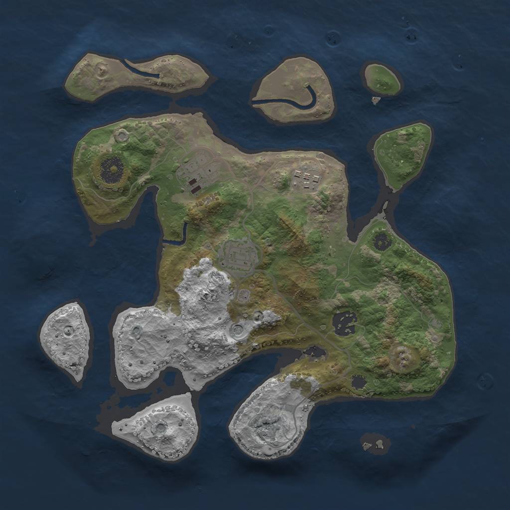 Rust Map: Procedural Map, Size: 3000, Seed: 1382720834, 7 Monuments