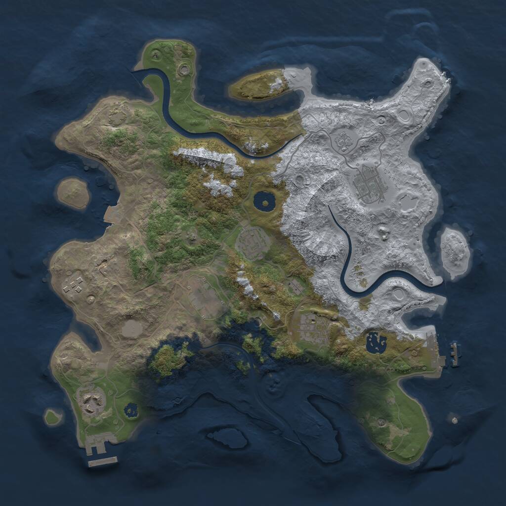 Rust Map: Procedural Map, Size: 3500, Seed: 8454481, 13 Monuments
