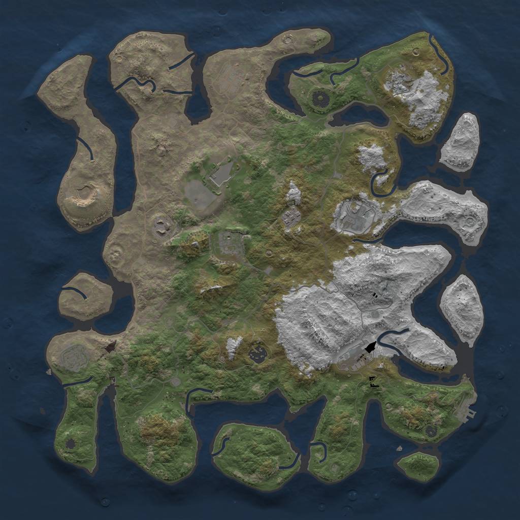 Rust Map: Procedural Map, Size: 4500, Seed: 19443455, 15 Monuments