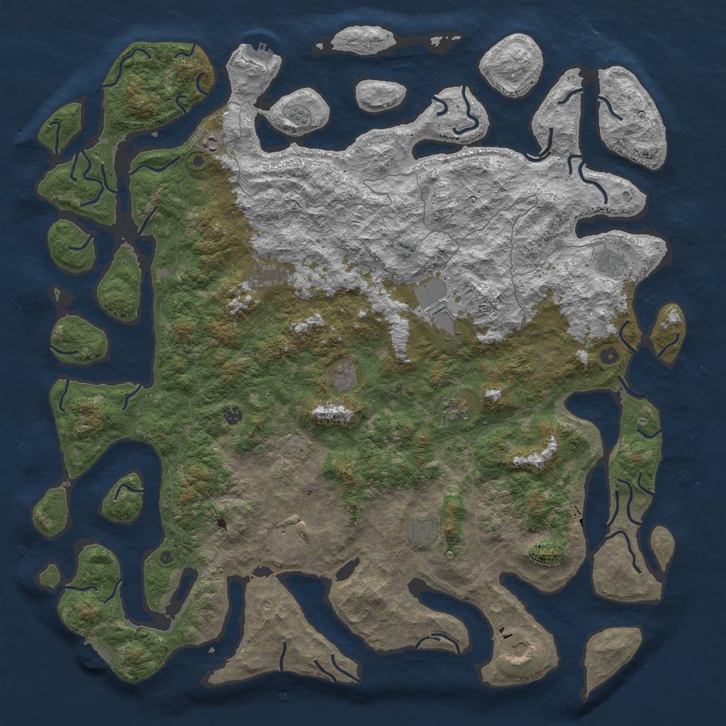 Rust Map: Procedural Map, Size: 6000, Seed: 410798874, 16 Monuments