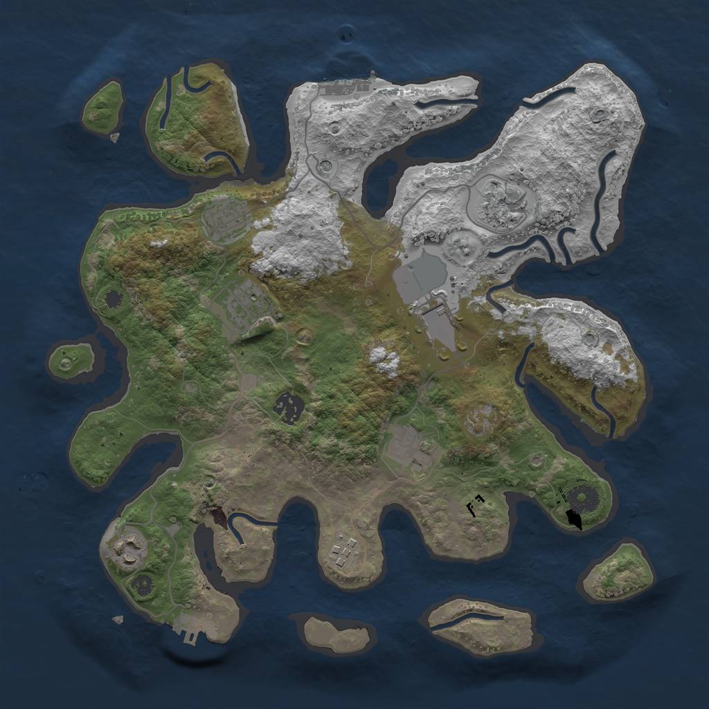 Rust Map: Procedural Map, Size: 3500, Seed: 61965, 13 Monuments