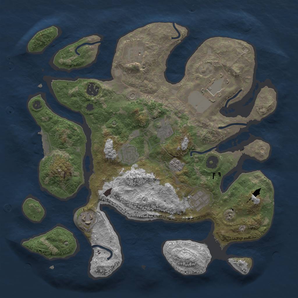 Rust Map: Procedural Map, Size: 3500, Seed: 1775851529, 12 Monuments