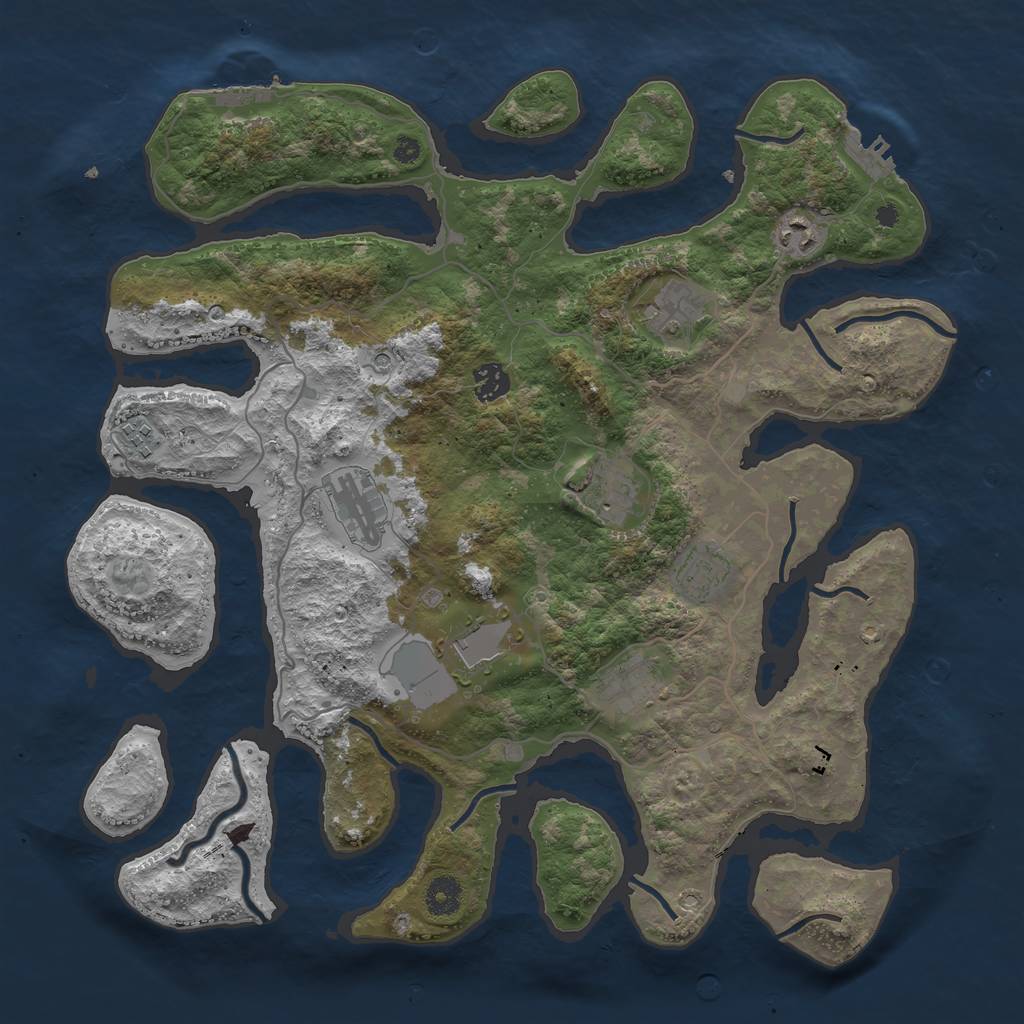 Rust Map: Procedural Map, Size: 4000, Seed: 923472173, 14 Monuments