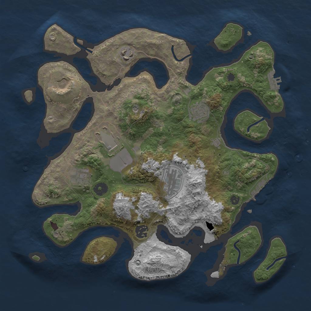 Rust Map: Procedural Map, Size: 3500, Seed: 107234211, 12 Monuments