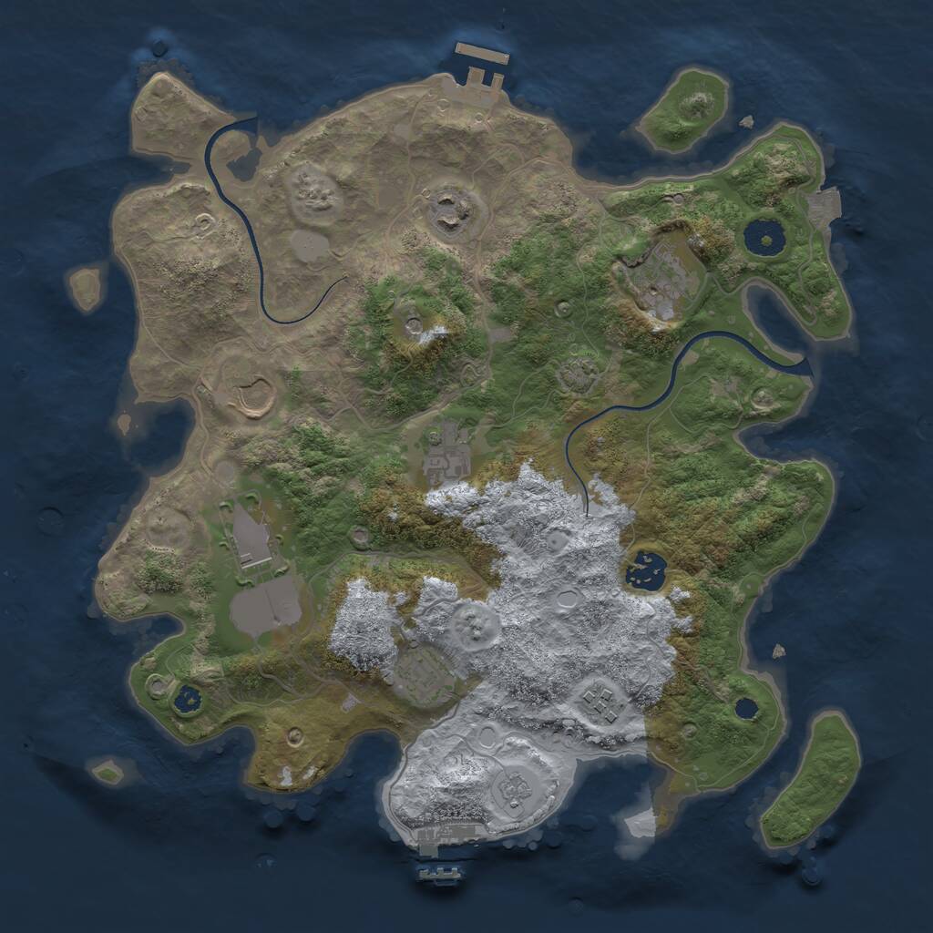 Rust Map: Procedural Map, Size: 3500, Seed: 107234211, 14 Monuments